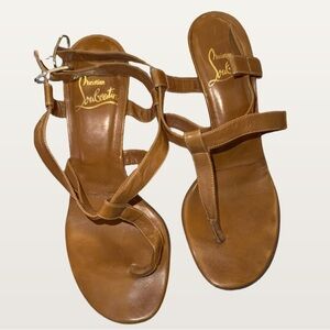 Christian Louboutin Brown T-Strap Sandals